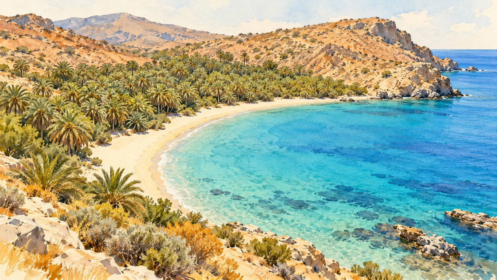 AI-impressie van het kustlandschap in Lasithi
